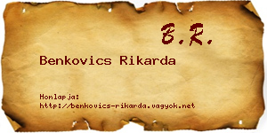 Benkovics Rikarda névjegykártya